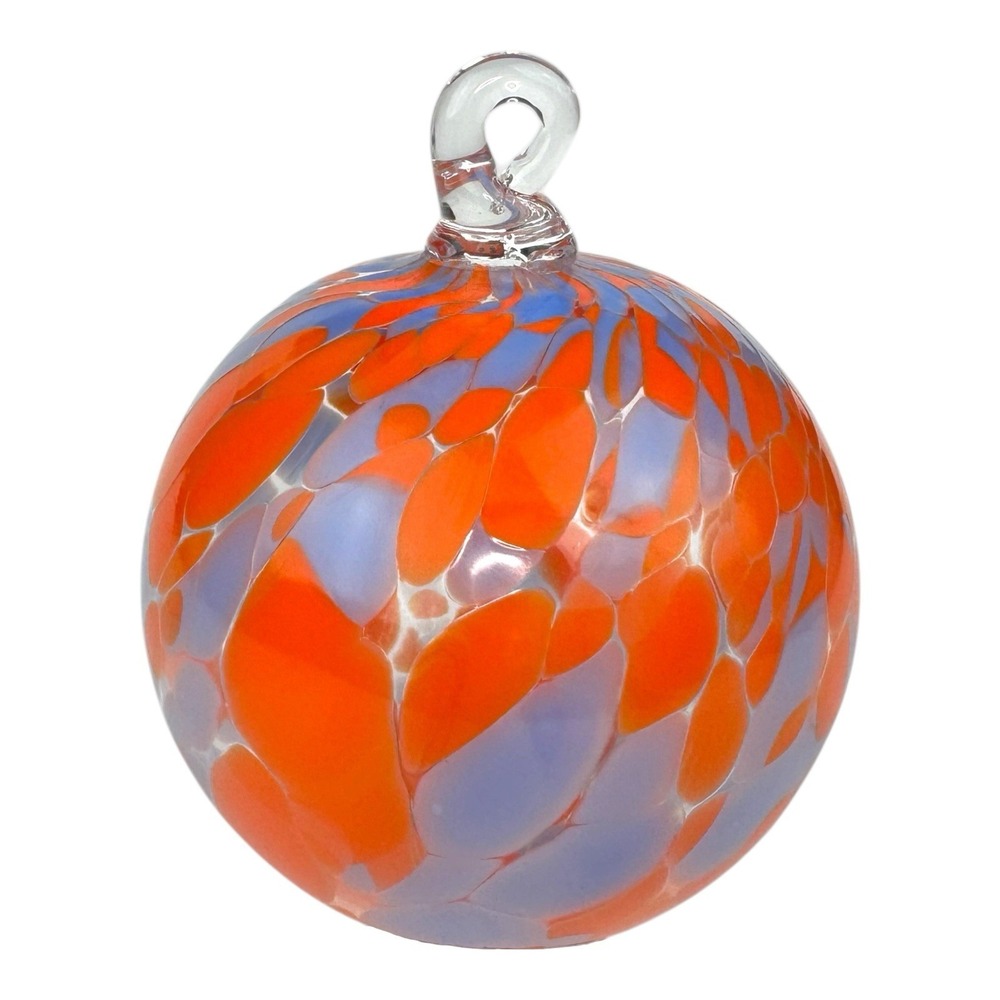 Hand Blown Glass Friendship Ball Ornament Christmas  3.3 In Purple / Orange - Picture 4 of 7
